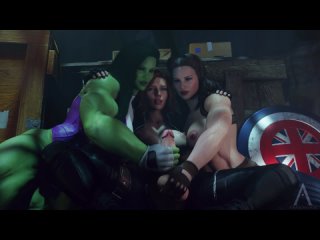 she-hulk, widow and carter - 3d porn / 3d